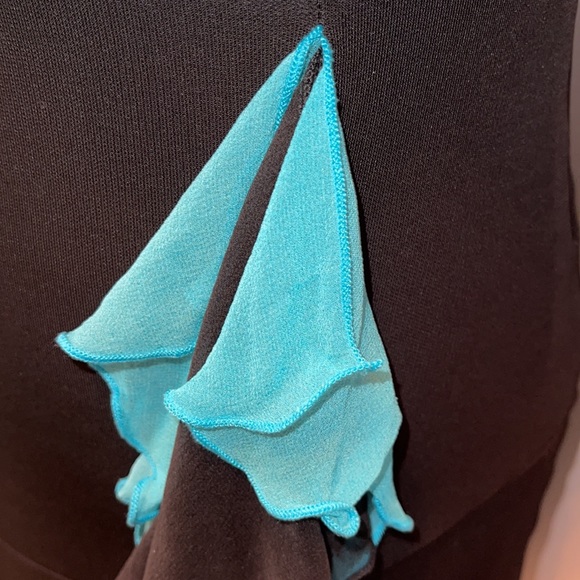 Bebe black & turquoise ruffled halter dress - Picture 8 of 13